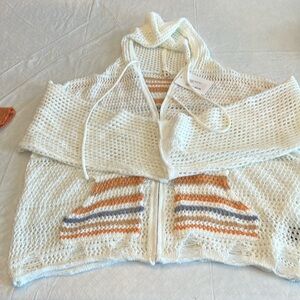 POL sz Small oversized loosed knit zip front cardigan